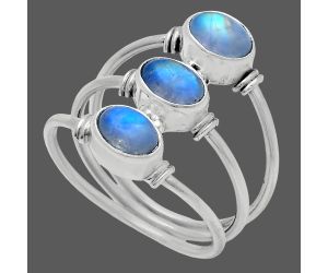 Rainbow Moonstone Ring size-9 EXR03323 R-1566, 7x5 mm