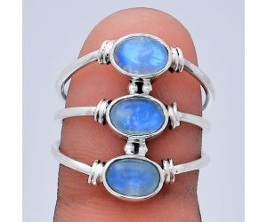 Rainbow Moonstone Ring size-8 EXR03324 R-1566, 7x5 mm