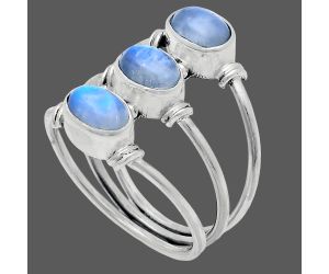 Rainbow Moonstone Ring size-8 EXR03324 R-1566, 7x5 mm