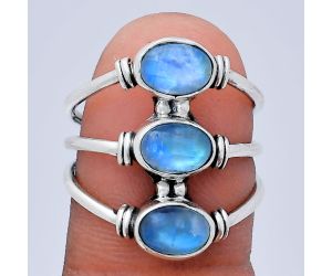 Rainbow Moonstone Ring size-7 EXR03328 R-1566, 7x5 mm