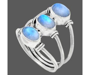 Rainbow Moonstone Ring size-7 EXR03328 R-1566, 7x5 mm