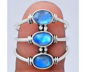 Rainbow Moonstone Ring size-8 EXR03329 R-1566, 7x5 mm