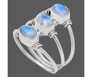 Rainbow Moonstone Ring size-8 EXR03329 R-1566, 7x5 mm