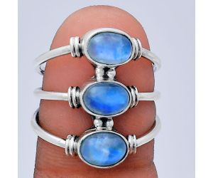 Rainbow Moonstone Ring size-7 EXR03330 R-1566, 7x5 mm