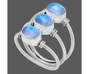 Rainbow Moonstone Ring size-7 EXR03330 R-1566, 7x5 mm