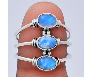 Rainbow Moonstone Ring size-10 EXR03331 R-1566, 7x5 mm