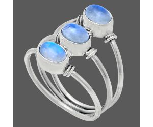 Rainbow Moonstone Ring size-10 EXR03331 R-1566, 7x5 mm