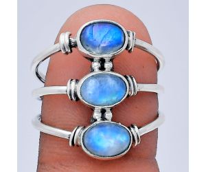 Rainbow Moonstone Ring size-8 EXR03332 R-1566, 7x5 mm