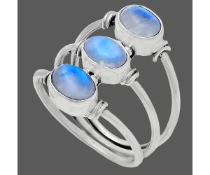 Rainbow Moonstone Ring size-8 EXR03332 R-1566, 7x5 mm