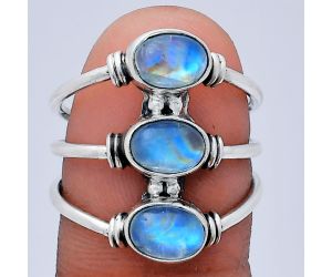 Rainbow Moonstone Ring size-7 EXR03333 R-1566, 7x5 mm