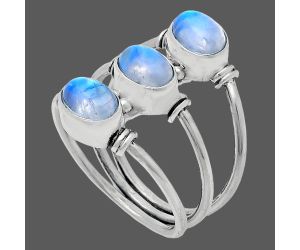 Rainbow Moonstone Ring size-7 EXR03333 R-1566, 7x5 mm