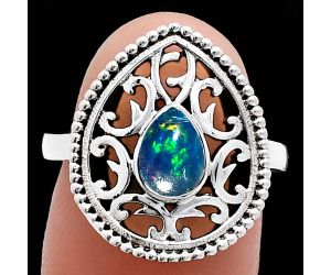 Ethiopian Opal Ring size-7 EXR03435 R-1038, 7x5 mm