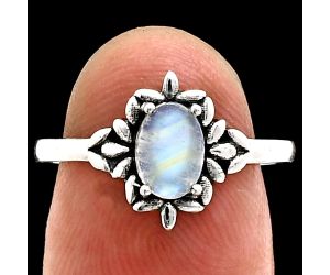 Rainbow Moonstone Ring size-7 EXR03496 R-1721, 7x5 mm