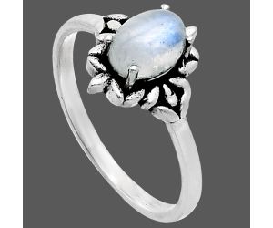 Rainbow Moonstone Ring size-8 EXR03501 R-1721, 7x5 mm