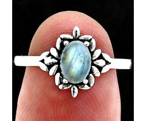 Rainbow Moonstone Ring size-7 EXR03507 R-1721, 7x5 mm