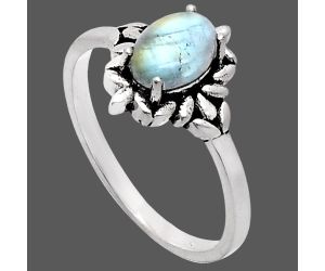 Rainbow Moonstone Ring size-7 EXR03507 R-1721, 7x5 mm