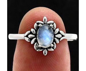 Rainbow Moonstone Ring size-9 EXR03509 R-1721, 7x5 mm