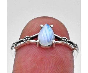 Rainbow Moonstone Ring size-8 EXR03621 R-1720, 7x5 mm