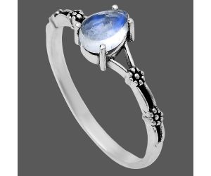 Rainbow Moonstone Ring size-9 EXR03622 R-1720, 7x5 mm