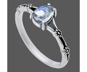 Rainbow Moonstone Ring size-7 EXR03623 R-1720, 7x5 mm