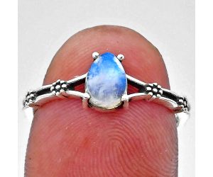 Rainbow Moonstone Ring size-8 EXR03624 R-1720, 7x5 mm