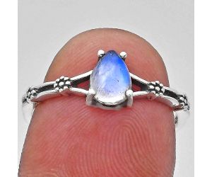 Rainbow Moonstone Ring size-8 EXR03630 R-1720, 7x5 mm