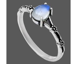 Rainbow Moonstone Ring size-8 EXR03630 R-1720, 7x5 mm