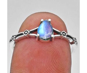 Rainbow Moonstone Ring size-9 EXR03631 R-1720, 7x5 mm