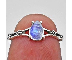 Rainbow Moonstone Ring size-6 EXR03632 R-1720, 7x5 mm