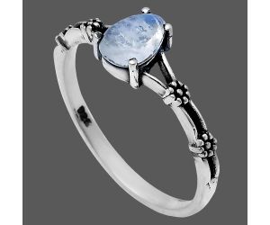 Rainbow Moonstone Ring size-8 EXR03633 R-1720, 7x5 mm