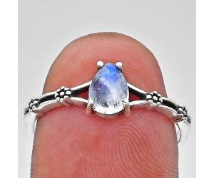 Rainbow Moonstone Ring size-9 EXR03634 R-1720, 7x5 mm