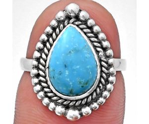 Natural Rare Turquoise Nevada Aztec Mt Ring size-6 EXR03675 R-1154, 8x12 mm