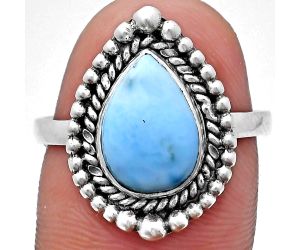 Larimar (Dominican Republic) Ring size-8.5 EXR03682 R-1154, 8x12 mm