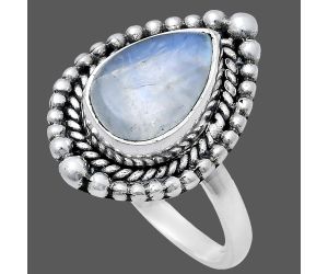 Rainbow Moonstone Ring size-7 EXR03683 R-1154, 8x12 mm