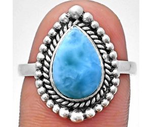 Larimar (Dominican Republic) Ring size-8.5 EXR03687 R-1154, 8x12 mm