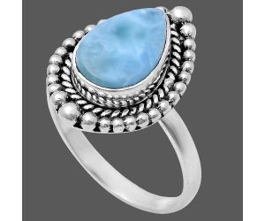 Larimar (Dominican Republic) Ring size-8.5 EXR03687 R-1154, 8x12 mm