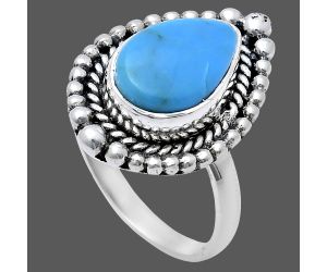 Sleeping Beauty Turquoise Ring size-6 EXR03693 R-1154, 8x12 mm