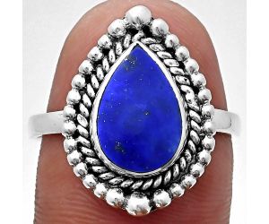 Lapis Lazuli Ring size-8.5 EXR03699 R-1154, 8x12 mm