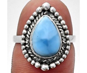 Larimar (Dominican Republic) Ring size-6 EXR03704 R-1154, 8x12 mm