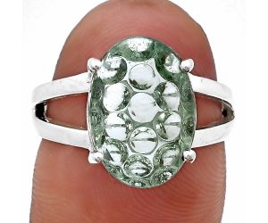 Prasiolite (Green Amethyst) Ring size-8 EXR03708 R-1019, 10x14 mm