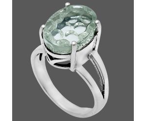 Prasiolite (Green Amethyst) Ring size-8 EXR03708 R-1019, 10x14 mm