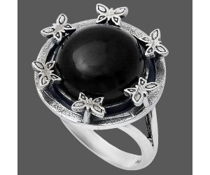 Black Onyx Ring size-7 EXR03747 R-1716, 12x12 mm