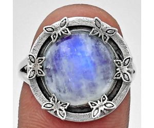 Rainbow Moonstone Ring size-8 EXR03754 R-1716, 12x12 mm