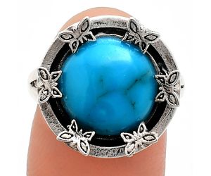 Natural Turquoise Morenci Mine Ring size-8 EXR03757 R-1716, 12x12 mm