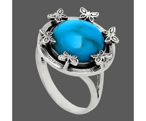 Natural Turquoise Morenci Mine Ring size-8 EXR03757 R-1716, 12x12 mm