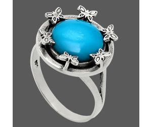 Natural Rare Turquoise Nevada Aztec Mt Ring size-9.5 EXR03758 R-1716, 12x12 mm