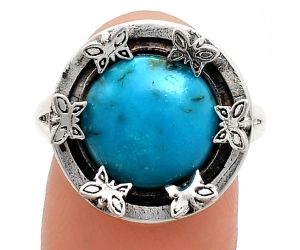 Natural Turquoise Morenci Mine Ring size-8.5 EXR03762 R-1716, 12x12 mm