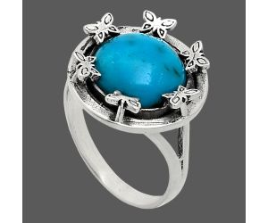 Natural Turquoise Morenci Mine Ring size-8.5 EXR03762 R-1716, 12x12 mm