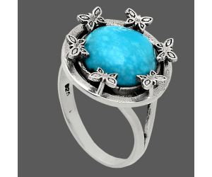 Natural Rare Turquoise Nevada Aztec Mt Ring size-8 EXR03765 R-1716, 12x12 mm