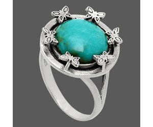 Natural Rare Turquoise Nevada Aztec Mt Ring size-8.5 EXR03767 R-1716, 12x12 mm